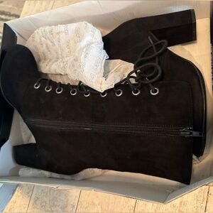 Metaphor Black Suede Lace-Up Heeled Boots